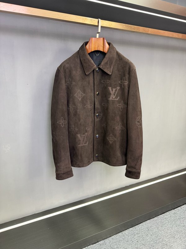 LV 다크 패턴 자수 스웨이드 양가죽 워크 자켓 001-271816