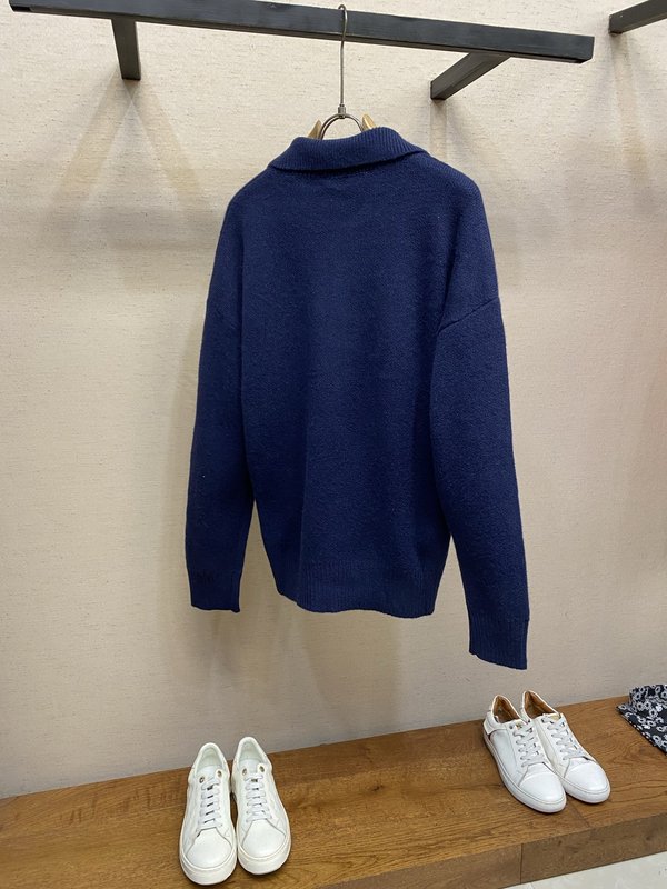 AMI Paris 하트 자카드 메리노 울 폴로 셔츠 001-271833