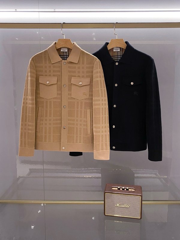 Burberry 남성용 자카드 체크 니트 가디건 001-271944
