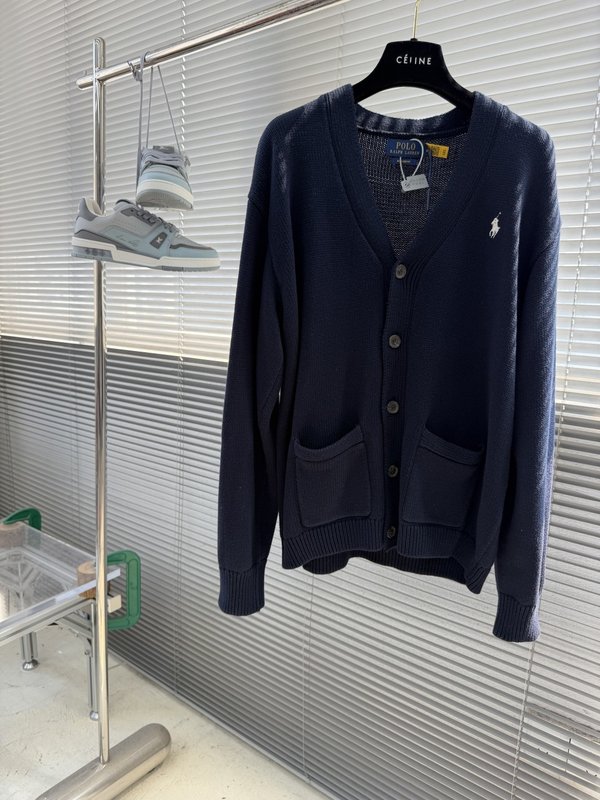 Ralph Lauren 자수 로고 면 니트 가디건 001-272009