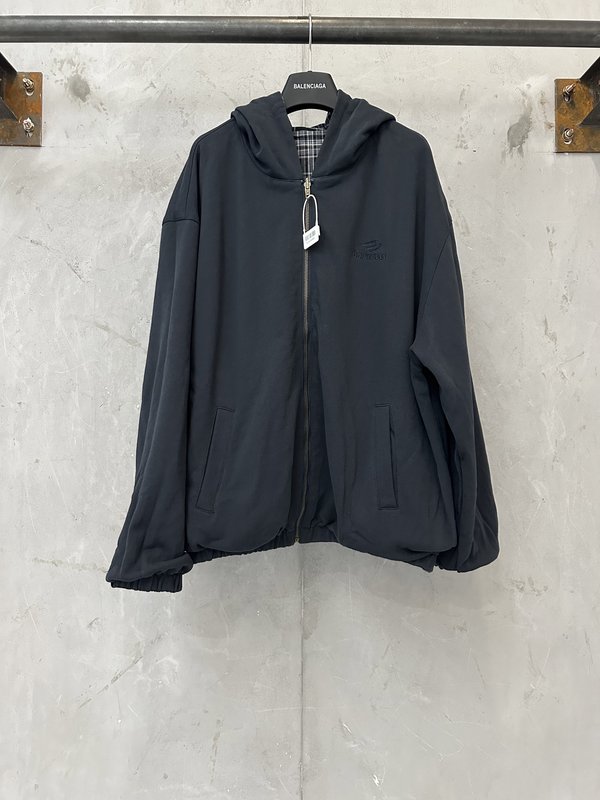 발렌시아가 체크 양면 착용 지퍼 자켓 001-272039