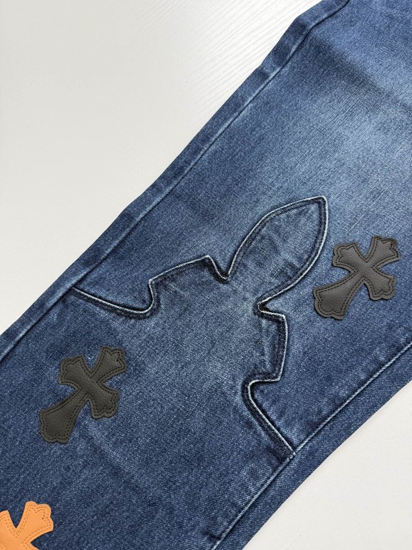 크롬하트 멀티컬러 크로스 패치 데님진 001-273436