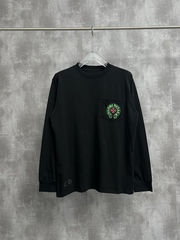 Chrome Hearts 형광 녹색 말발굽 긴팔 티셔츠 001-273448