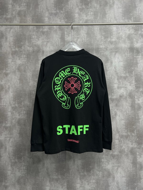 Chrome Hearts 형광 녹색 말발굽 긴팔 티셔츠 001-273448
