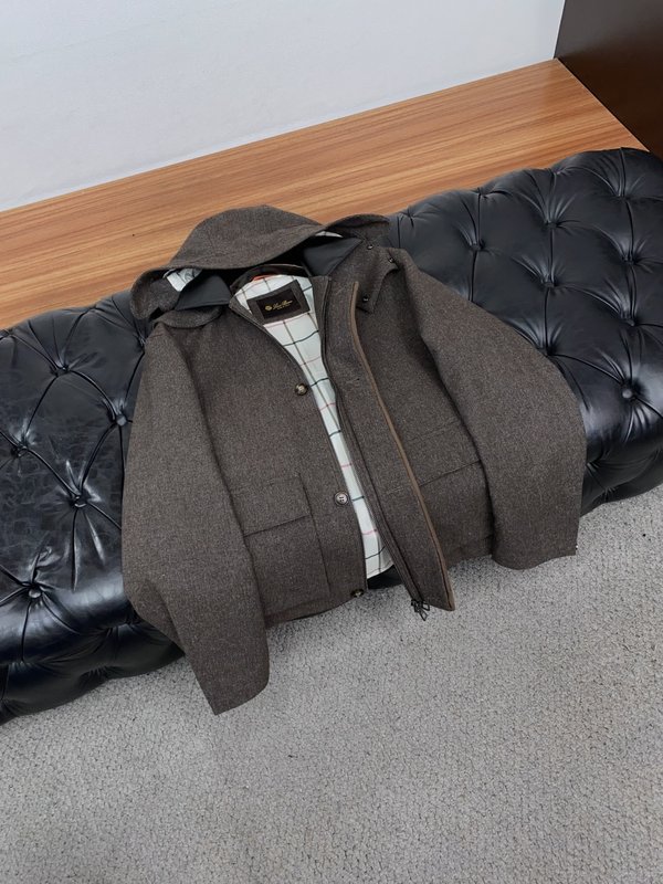 로로피아나 심플 턴다운 칼라 후드 패딩 자켓 001-273536