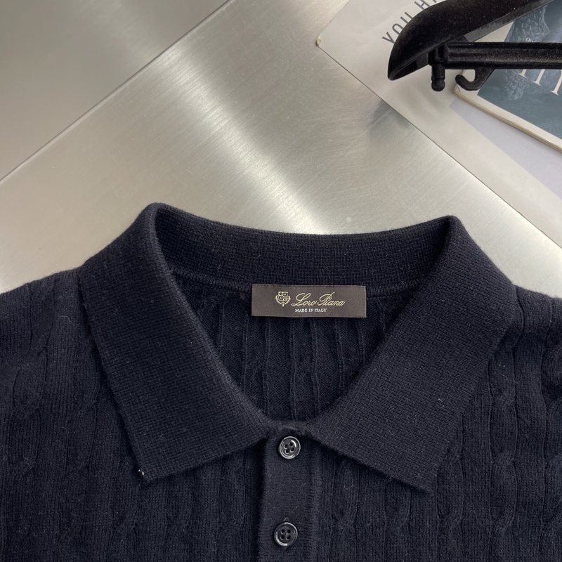 Loro Piana 컬러블록 케이블 니트 폴로넥 울 스 001-273646