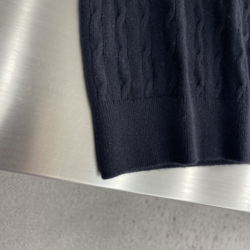 Loro Piana 컬러블록 케이블 니트 폴로넥 울 스 001-273646
