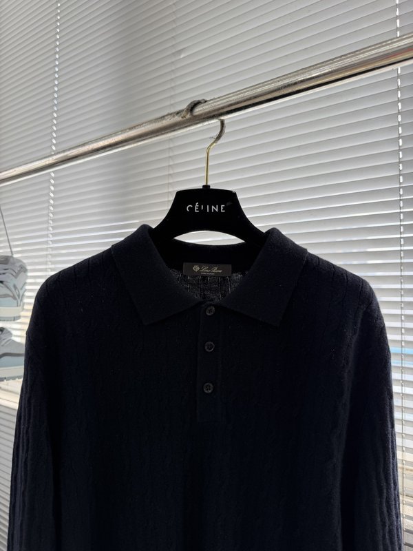 Loro Piana 컬러블록 케이블 니트 폴로넥 울 스 001-273646