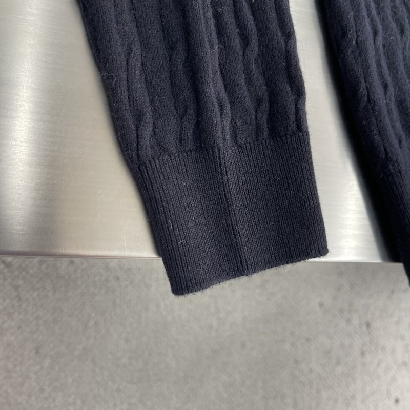 Loro Piana 컬러블록 케이블 니트 폴로넥 울 스 001-273646