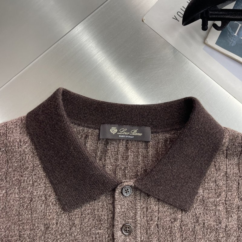 Loro Piana 컬러블록 케이블 니트 폴로 울 스웨 001-273647