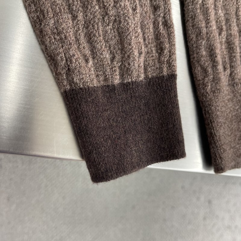 Loro Piana 컬러블록 케이블 니트 폴로 울 스웨 001-273647