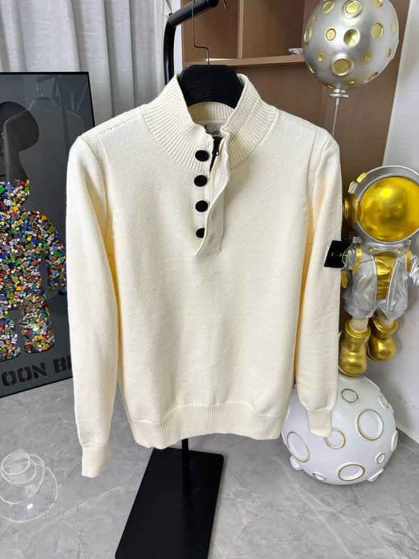 스톤아일랜드 니트 모직 패치 울 하프집업 스웨터 001-273693