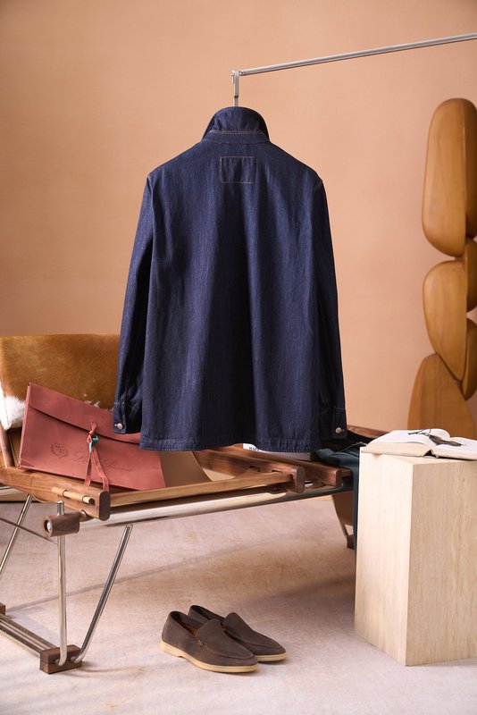 Loro Piana 워시드 코튼 코듀로이 칼라 데님 자 001-273980