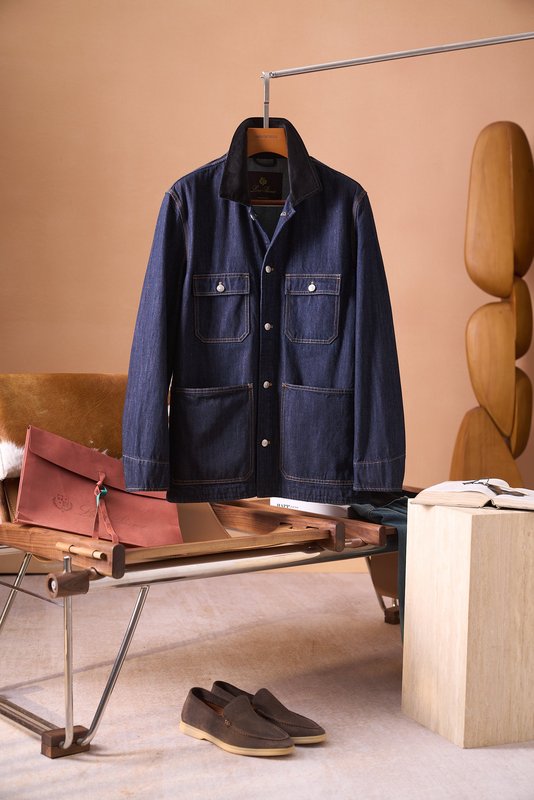 Loro Piana 워시드 코튼 코듀로이 칼라 데님 자 001-273980