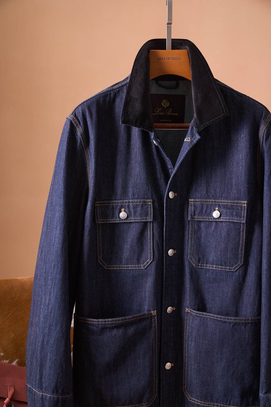 Loro Piana 워시드 코튼 코듀로이 칼라 데님 자 001-273980