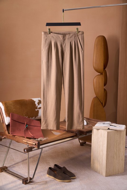 Loro Piana 헤링본 울 혼방 슬랙스 001-273982
