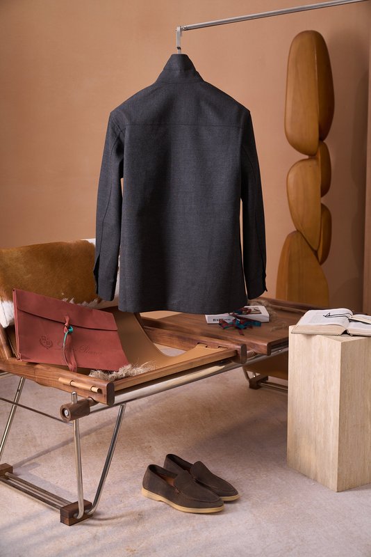 Loro Piana 울 혼방 포켓 4개 워크 셔츠 재킷 001-273984