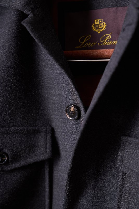 Loro Piana 울 혼방 포켓 4개 워크 셔츠 재킷 001-273984