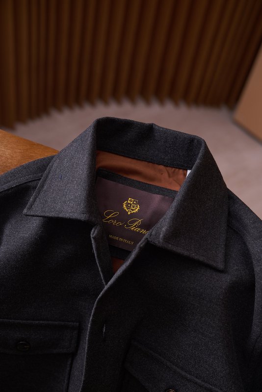 Loro Piana 울 혼방 포켓 4개 워크 셔츠 재킷 001-273984