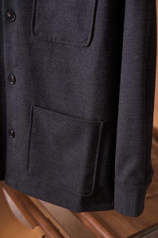 Loro Piana 울 혼방 포켓 4개 워크 셔츠 재킷 001-273984