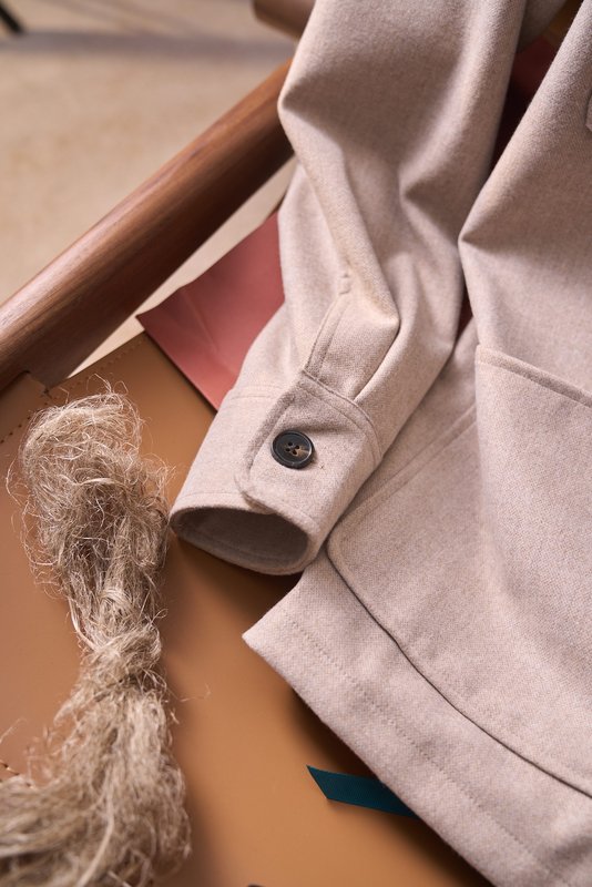 Loro Piana 울 혼방 워크 카라 셔츠 재킷 001-273998