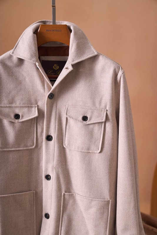 Loro Piana 울 혼방 워크 카라 셔츠 재킷 001-273999