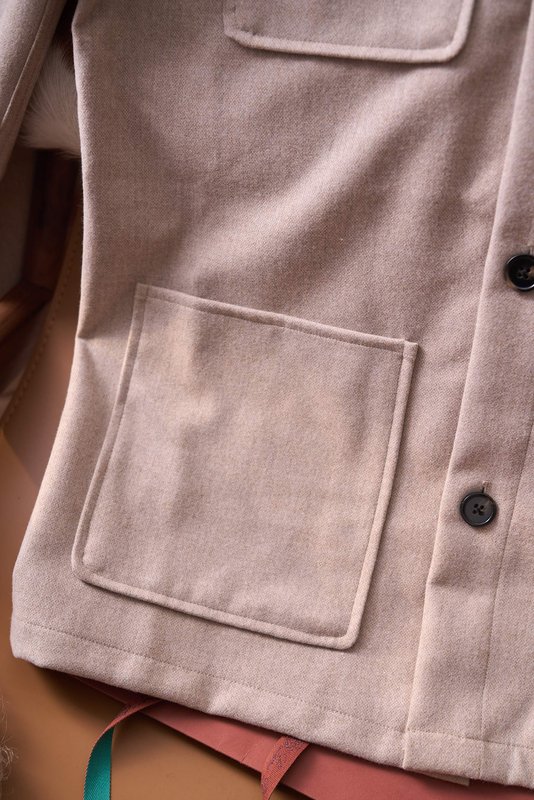 Loro Piana 울 혼방 워크 카라 셔츠 재킷 001-273999