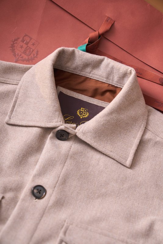 Loro Piana 울 혼방 워크 카라 셔츠 재킷 001-273999