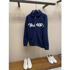 루이비통 손글씨 타월 자수 스탠드칼라 풀지퍼 울 가디건 001-274072