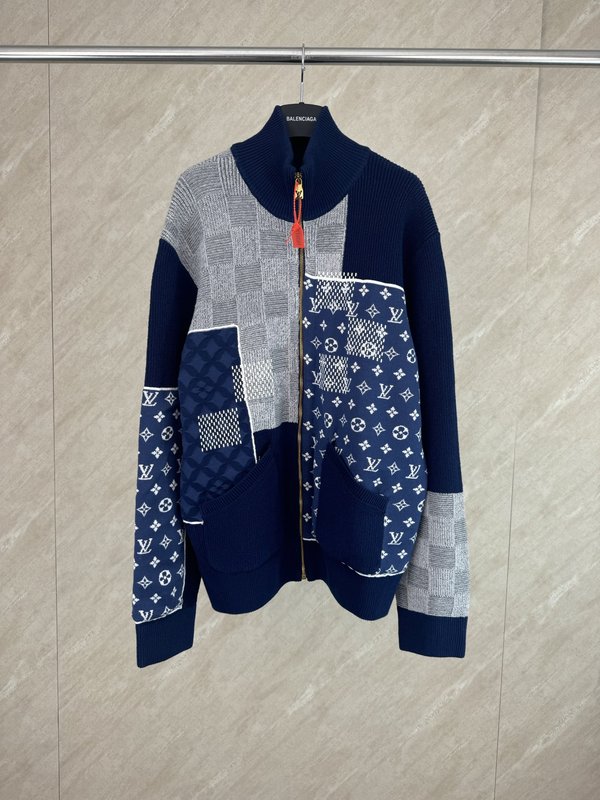 Nigo 패치워크 디자인 헤비 니트 지퍼 자켓 001-274208