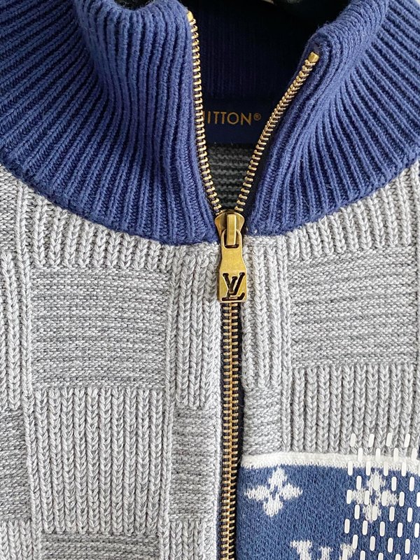 LV 콜라보 nigo 스티치 지퍼 하이넥 니트 자켓 001-274216