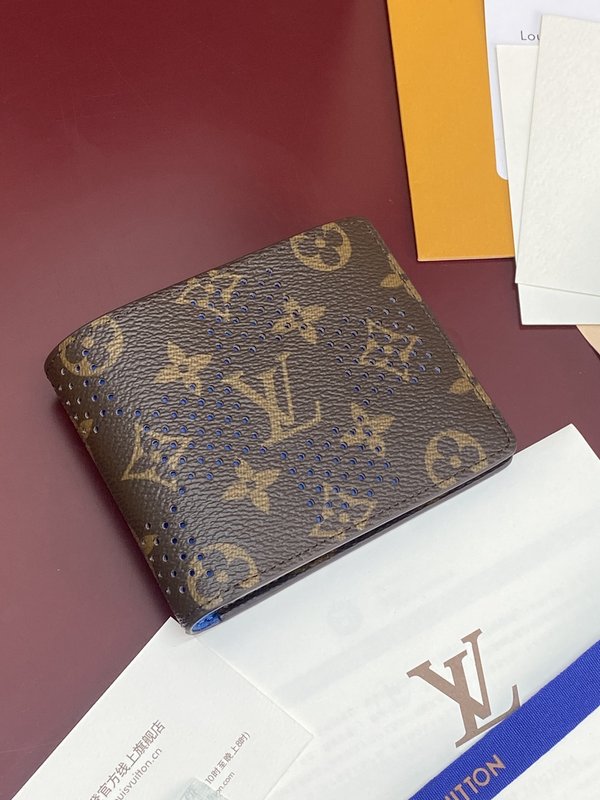 LV 멀티플 지갑 모노그램 캔버스 블루 브라운 001-274511