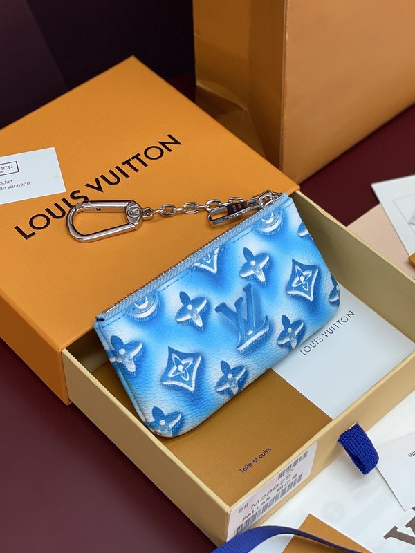 LV 코튼 블루 지퍼 동전지갑 001-274523