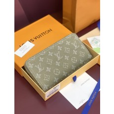 LV Zippy 지퍼 지갑 데님 그린/브라운 001-274589