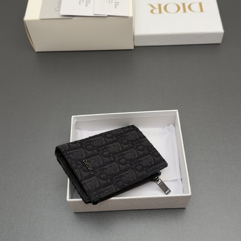 남성 더블 폴드 지갑 블랙 가죽 Oblique 프린트 001-274785