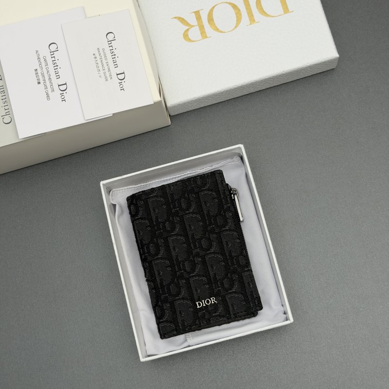 남성 더블 폴드 지갑 블랙 가죽 Oblique 프린트 001-274785