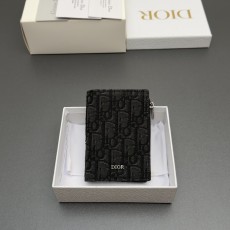 남성 더블 폴드 지갑 블랙 가죽 Oblique 프린트 001-274785