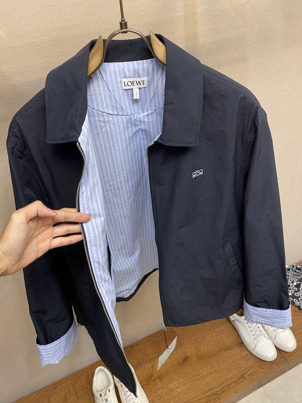 Loewe 자수 컬러블록 스트라이프 안감 자켓 001-274973
