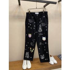 Loewe 루이스 웨인 고양이 자수 와이드 청바지 001-274976