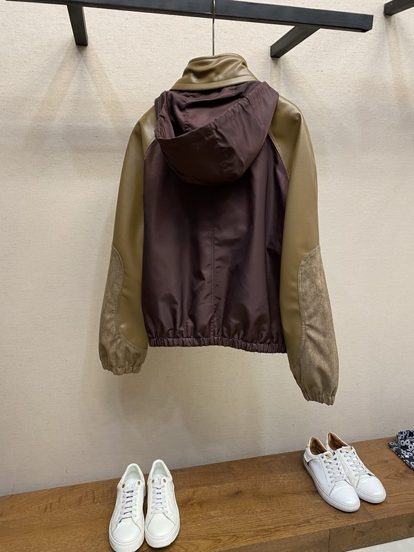 Loewe 봄맞이 가죽 패치 지퍼 자켓 001-274977