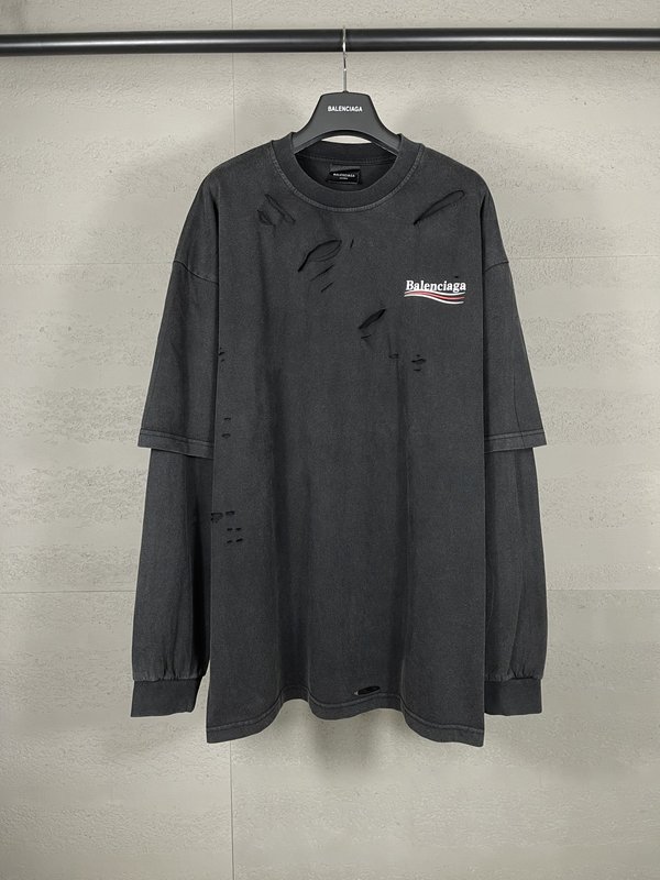 발렌시아가 콜라 로고 투피스 롱슬리브 티셔츠 001-275085