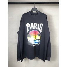 발렌시아가 하와이 일몰 코코넛 나무 에펠탑 로고 긴팔 001-275148