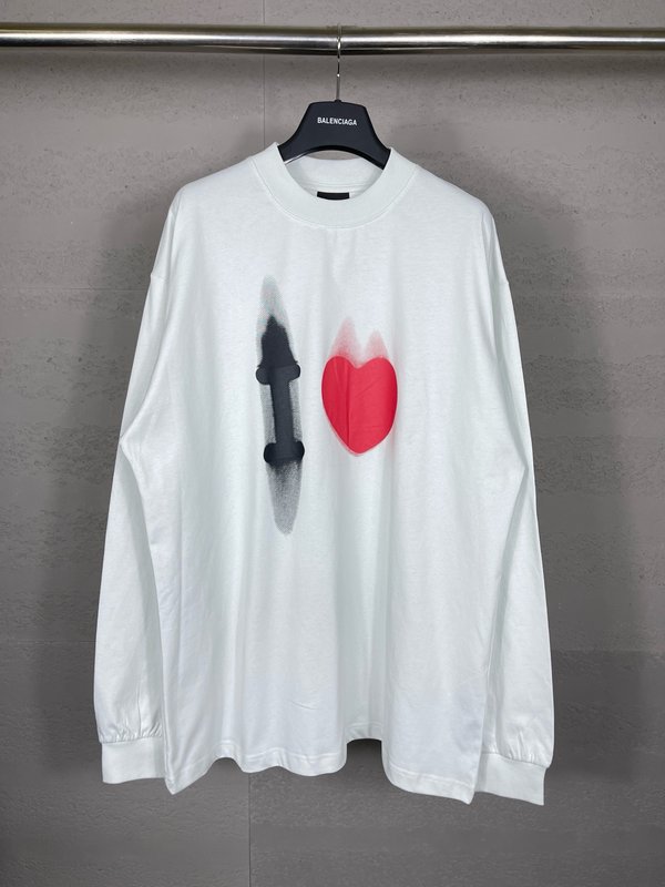 BALENCIAGA 520 하트 후드 로고 자수 긴팔 001-275168
