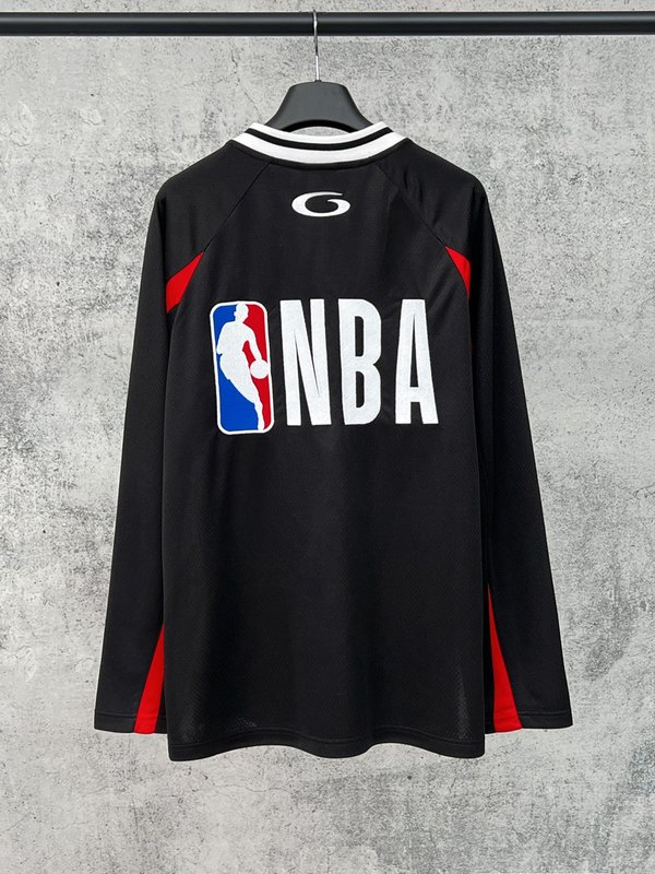 발렌시아가 NBA 협업 메쉬 패치워크 롱슬리브 티셔츠 001-275192