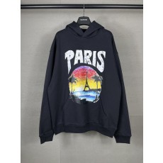 파리 하와이 일몰 야자수 프린트 후드티 001-275364