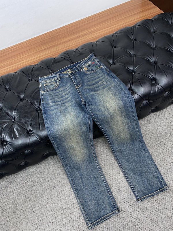 루이비통 슬림 스트레이트 청바지 001-275699