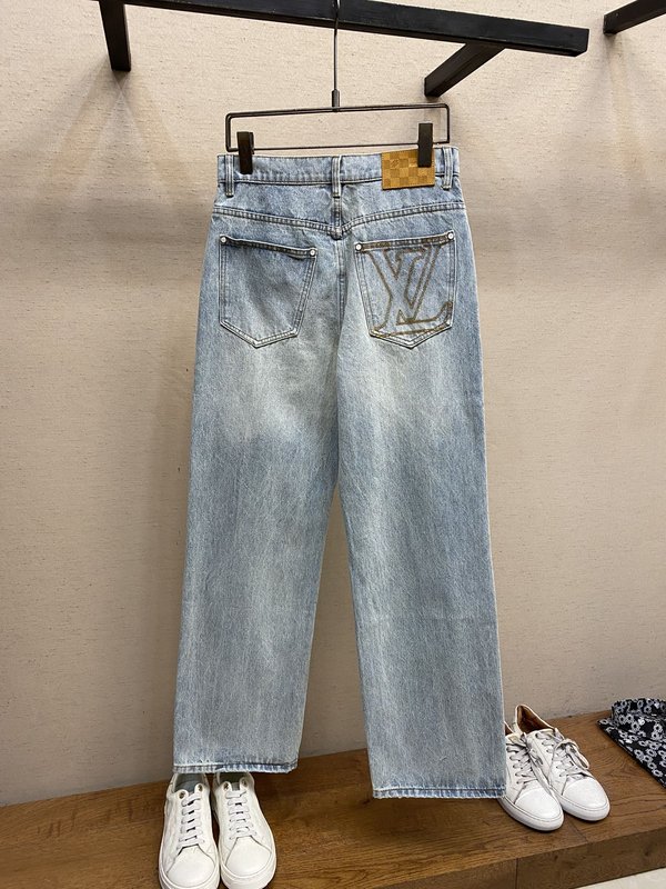 LV 세척 데님 와이드 레그 진 001-275720