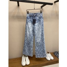 Louis 꽃무늬 레터링 부츠컷 데님 팬츠 001-275727