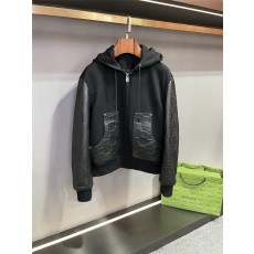 LV 체크무늬 양가죽 패치 후드 코트 001-275729