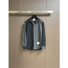THOM BROWNE 컬러블록 후드 긴팔 셔츠 001-276082